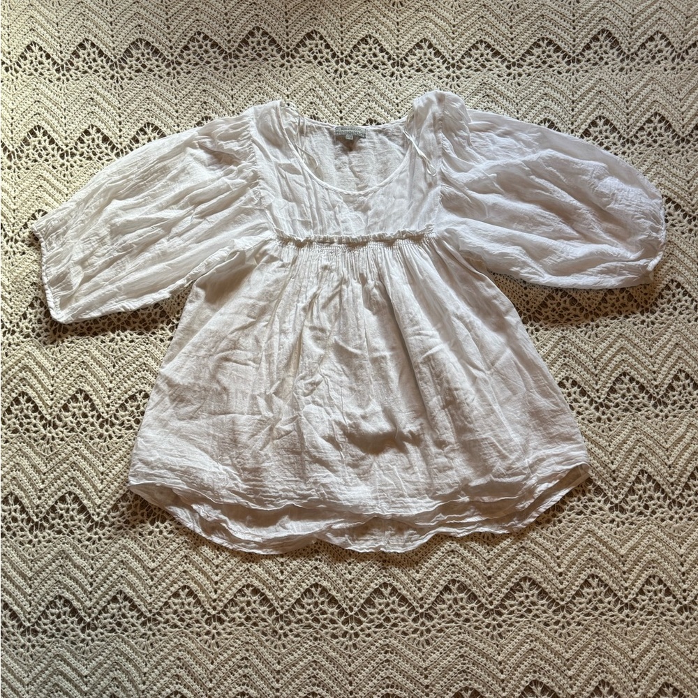 World Market Layering Renaissance Fair White Ivory Blouse 100% Cotton Princess